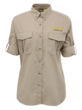 CAB Ladies Woven Convertible Roll-Tab Long Sleeve Employee Shirt - British Tan