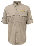 CAB Men's Woven Convertible Roll-Tab Long Sleeve Shirt Employee Shirt - British Tan