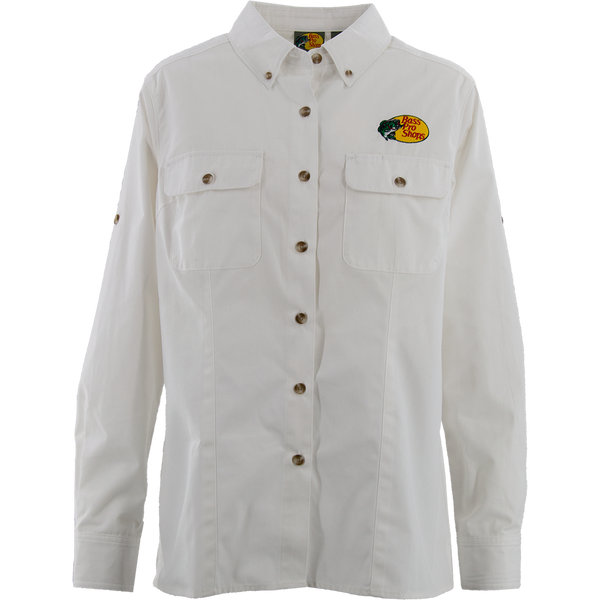 BPS Ladies LS Seamed Employee Shirt - White