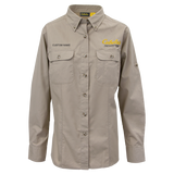 CAB Ladies Employee Convertible Roll-Tab Long Sleeve Seamed Shirt CUSTOM - British Tan