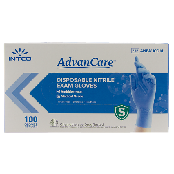 Advancare - Powder Free Nitrile Exam Gloves - 1 box of 100