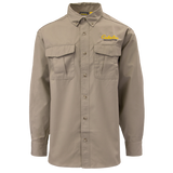 CAB Men's Woven Convertible Roll-Tab Long Sleeve Shirt Employee Shirt - British Tan