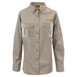 CAB Ladies Woven Convertible Roll-Tab Long Sleeve Employee Shirt - British Tan